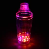 LED Cocktailshaker 500 ml aus Kunststoff beleuchtet mit Batterie bunt beleuchtet Partyglas