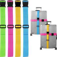 4er Kofferband Set bunt - Koffergurte für Koffer & Gepäck zum Reisen & Fliegen
