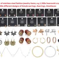 20 000x bijoux fantaisie en acier inoxydable, y compris des boucles d'oreilles en Swarovski Elements, des boucles d'oreilles et