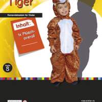 Kostüm Tiger Plüschoverall für Fasching Karneval Kindergeburtstag Verkleiden Party in Größe S