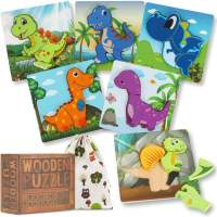 6 pièces. Puzzles en bois pour enfants à partir de 3 ans Dinosaures colorés Puzzle en bois Puzzle coloré à empiler Puzzle éducat