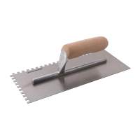 Silverline notched trowel with wooden handle 280 x 120mm, 6mm teeth