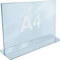 Tischaufsteller DIN A4 quer, Acryl transparent, freistehend
