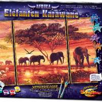 Malen nach Zahlen Elefanten Karawane 50x80 cm