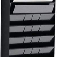 Brochure holder 12 compartments A4 landscape format black H1140xW348xD95mm