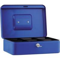 Cash box 25x9x18cm 5 compartments blue