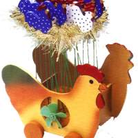 24 girandole a forma di gallo con fiore in legno per DECO estate / autunno