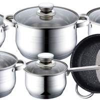 Rosenberg Cookware Set - Stainless Steel - 12 pieces - Equipped with 7 Layer Bottom!